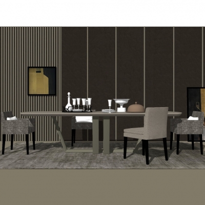 现代餐桌椅组合su模型