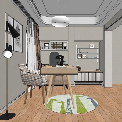 北欧书房su模型