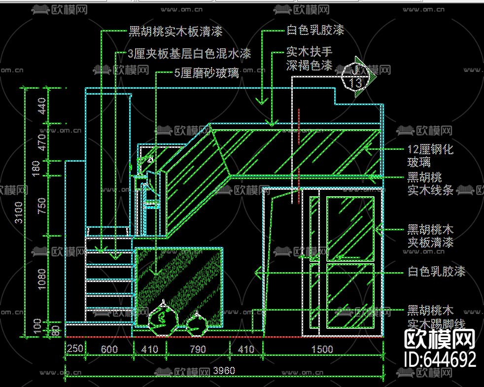 单身公寓装修CAD施工图下载（渲染图4）