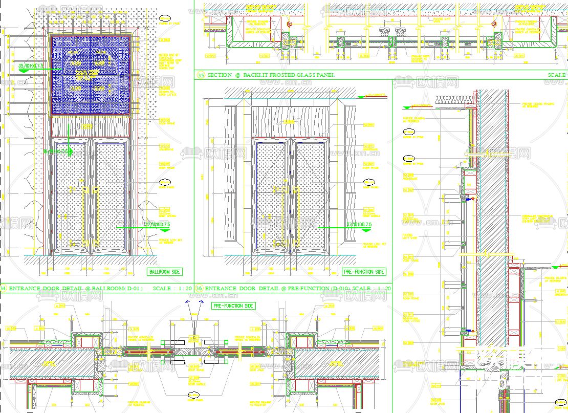 香格里拉酒店宴会厅装饰CAD施工图下载（渲染图3）