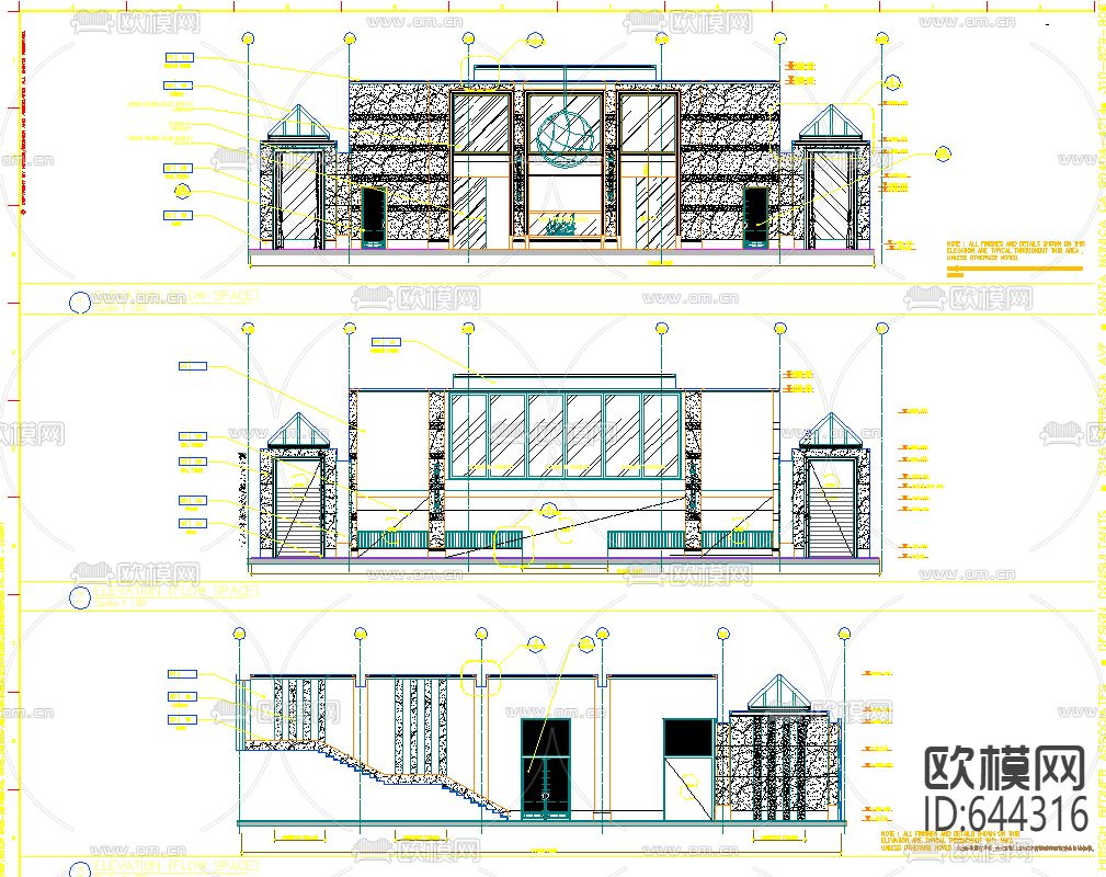 度假酒店大堂CAD施工图下载（渲染图1）