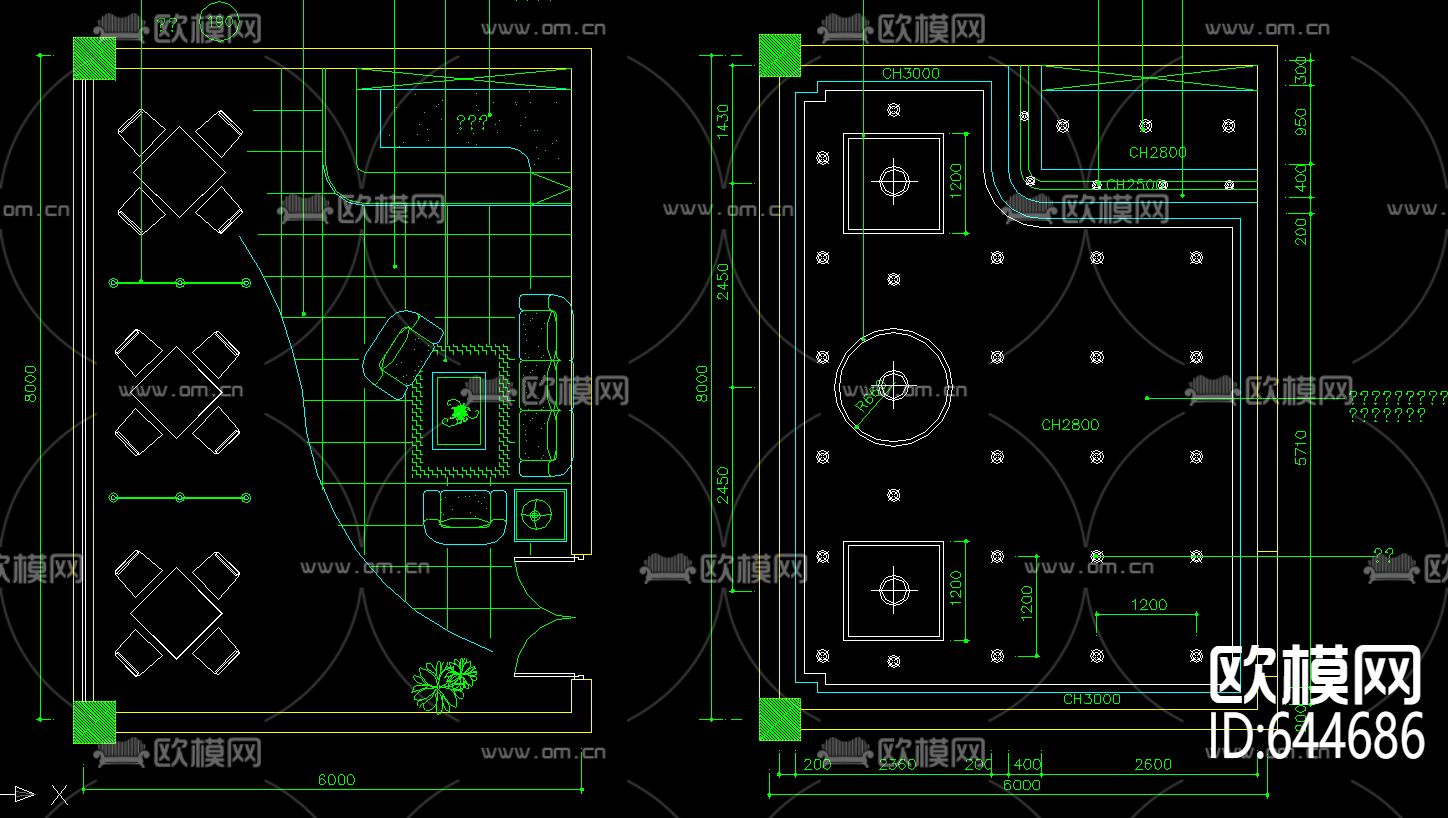 两款户型棋牌室装饰CAD施工图下载（渲染图5）