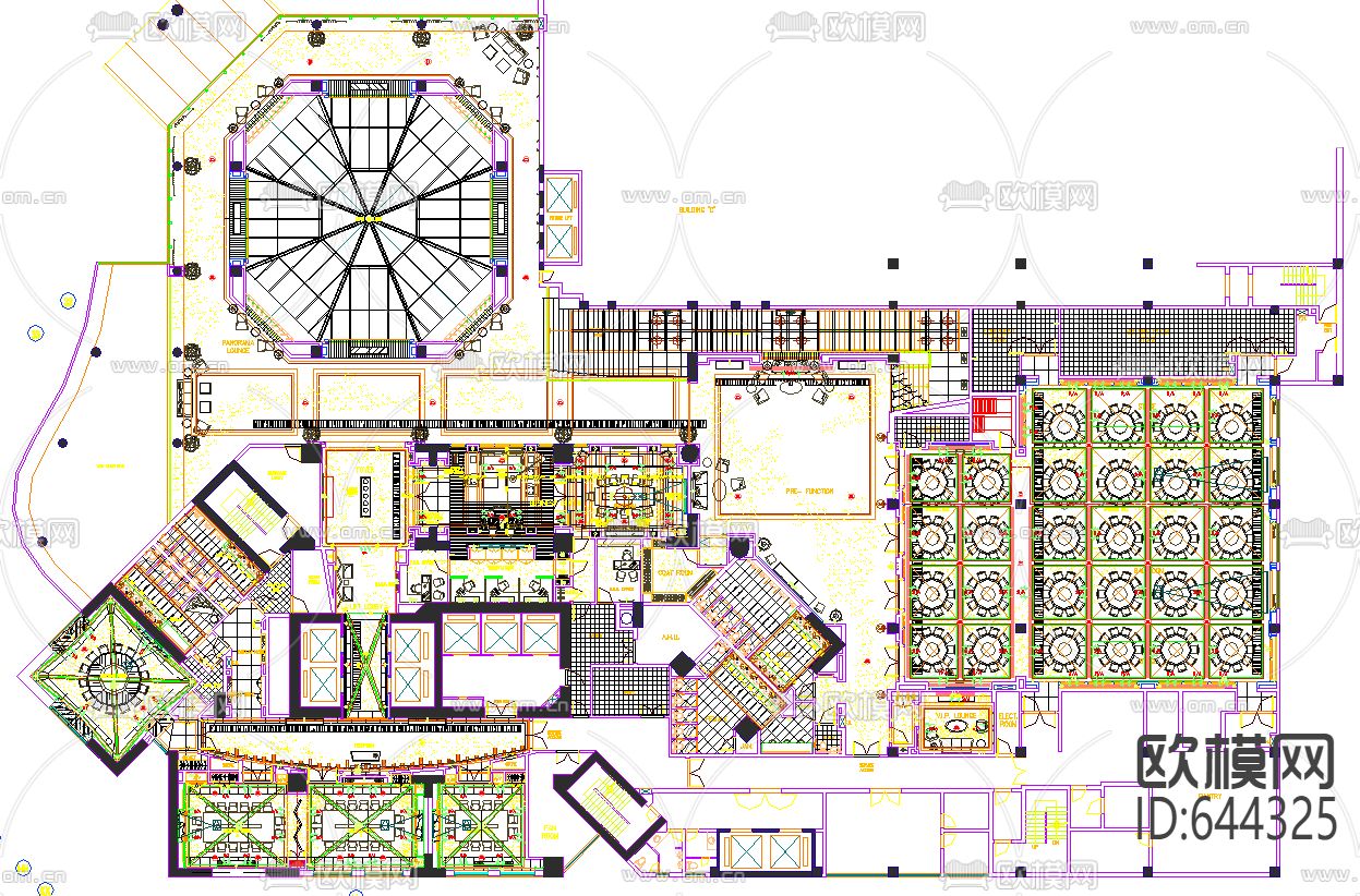 希尔顿酒店公共区域装修CAD施工图下载（渲染图6）
