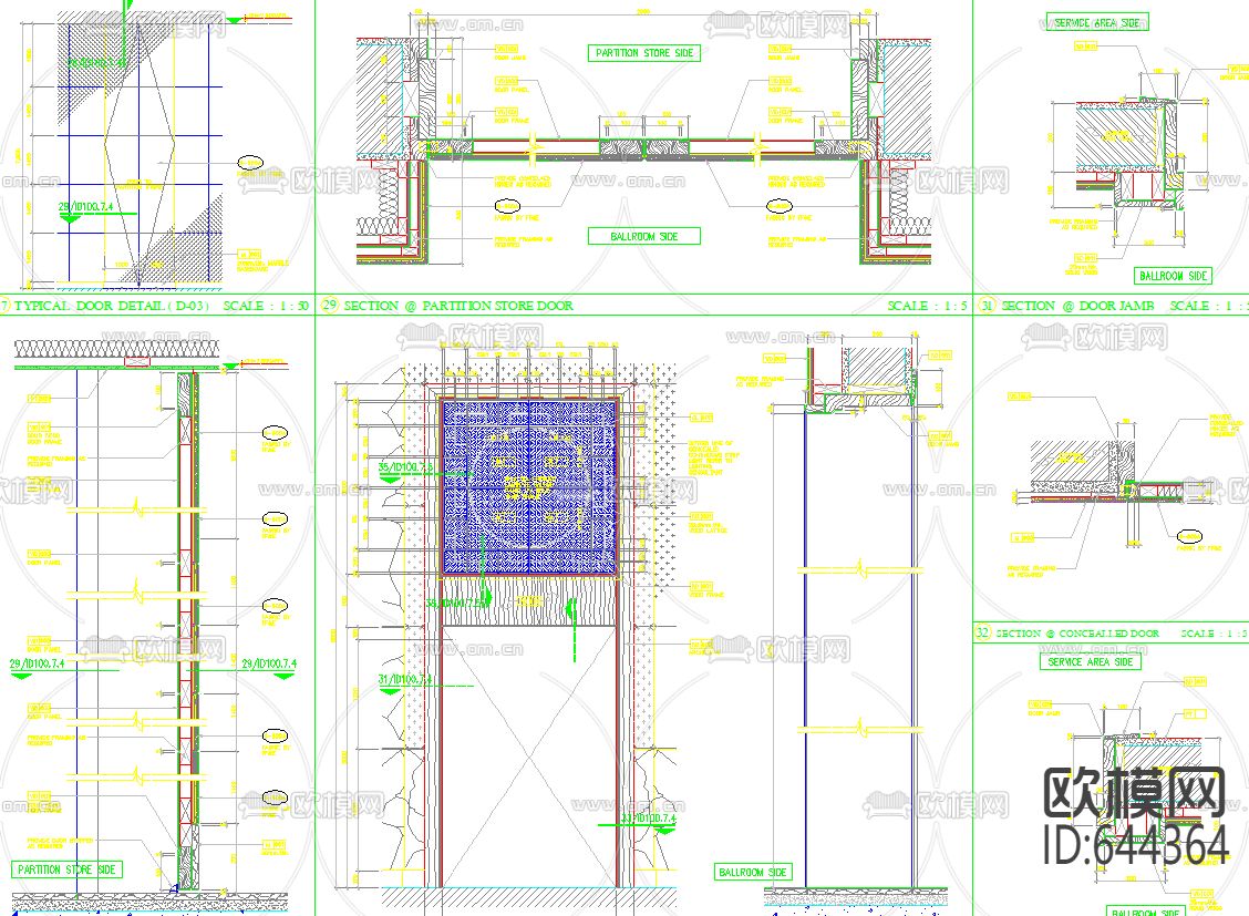 香格里拉酒店宴会厅装饰CAD施工图下载（渲染图2）