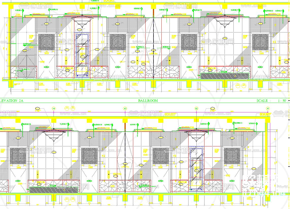 香格里拉酒店宴会厅装饰CAD施工图下载（渲染图4）