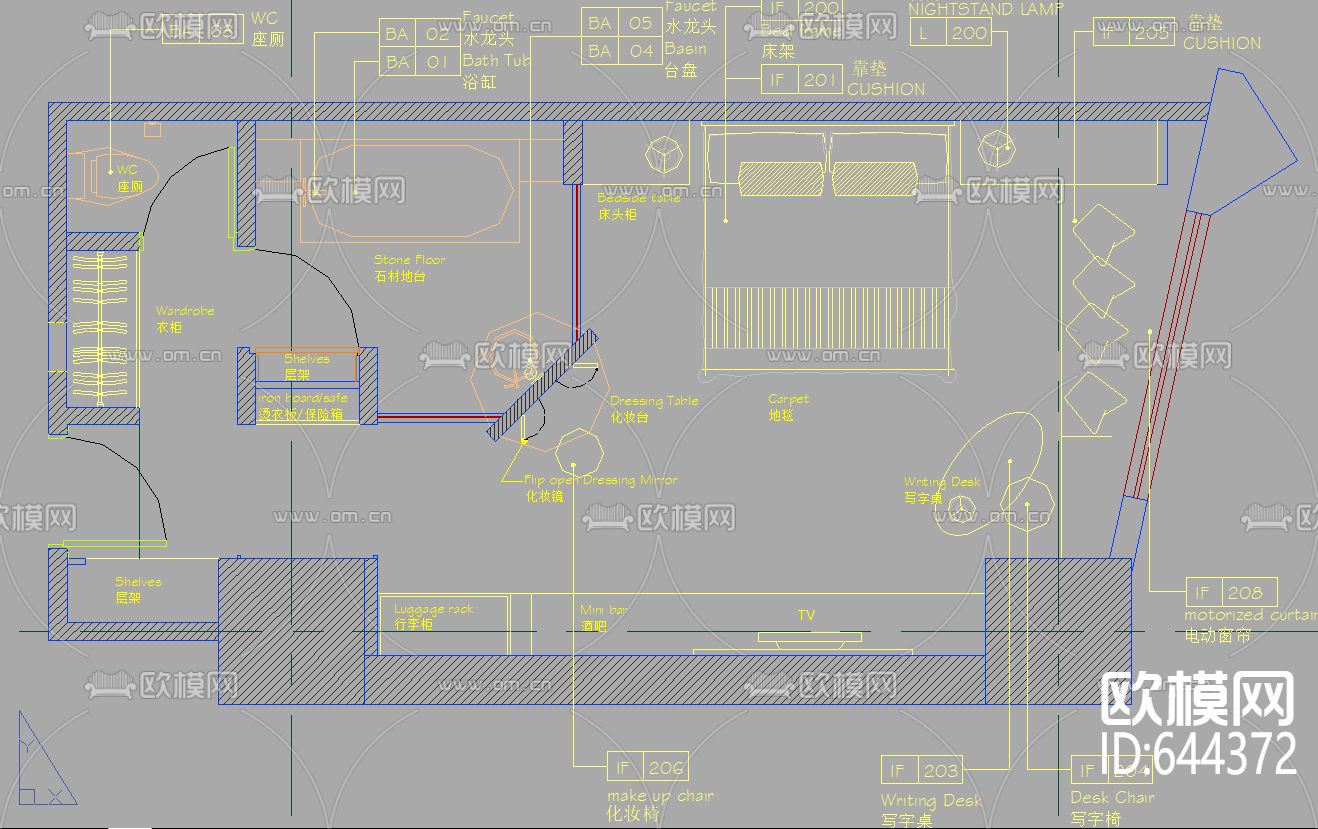 环球富豪酒店装饰CAD施工图下载（渲染图3）
