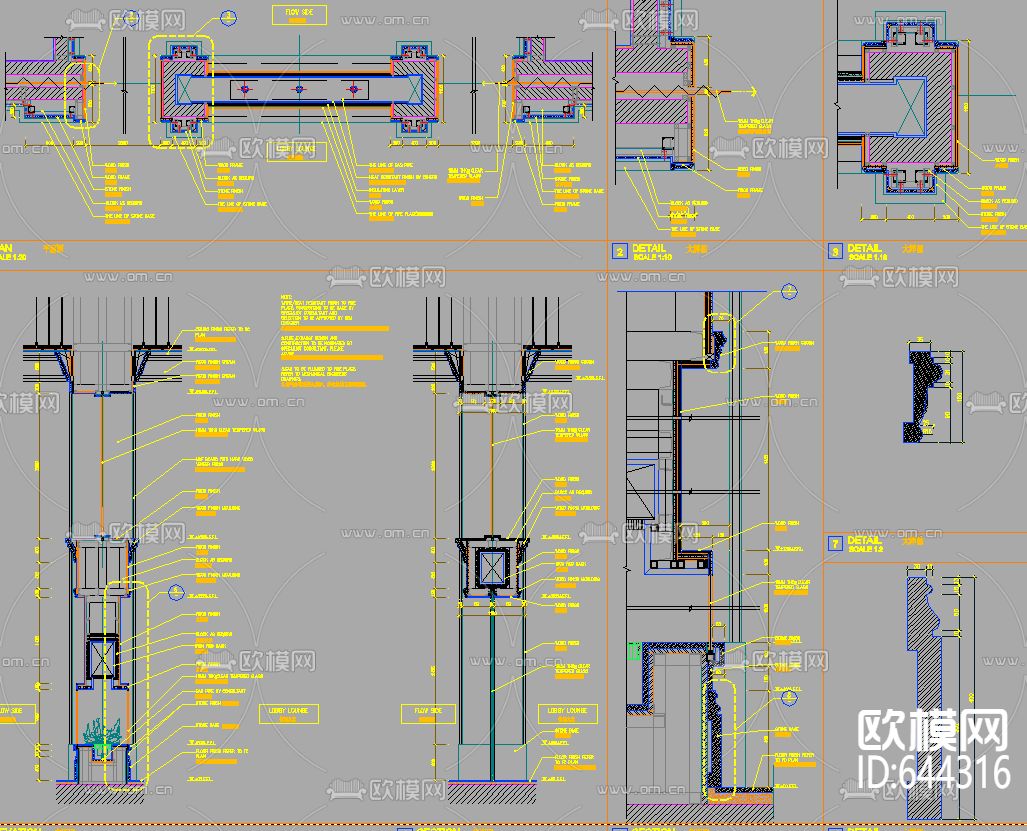度假酒店大堂CAD施工图下载（渲染图3）