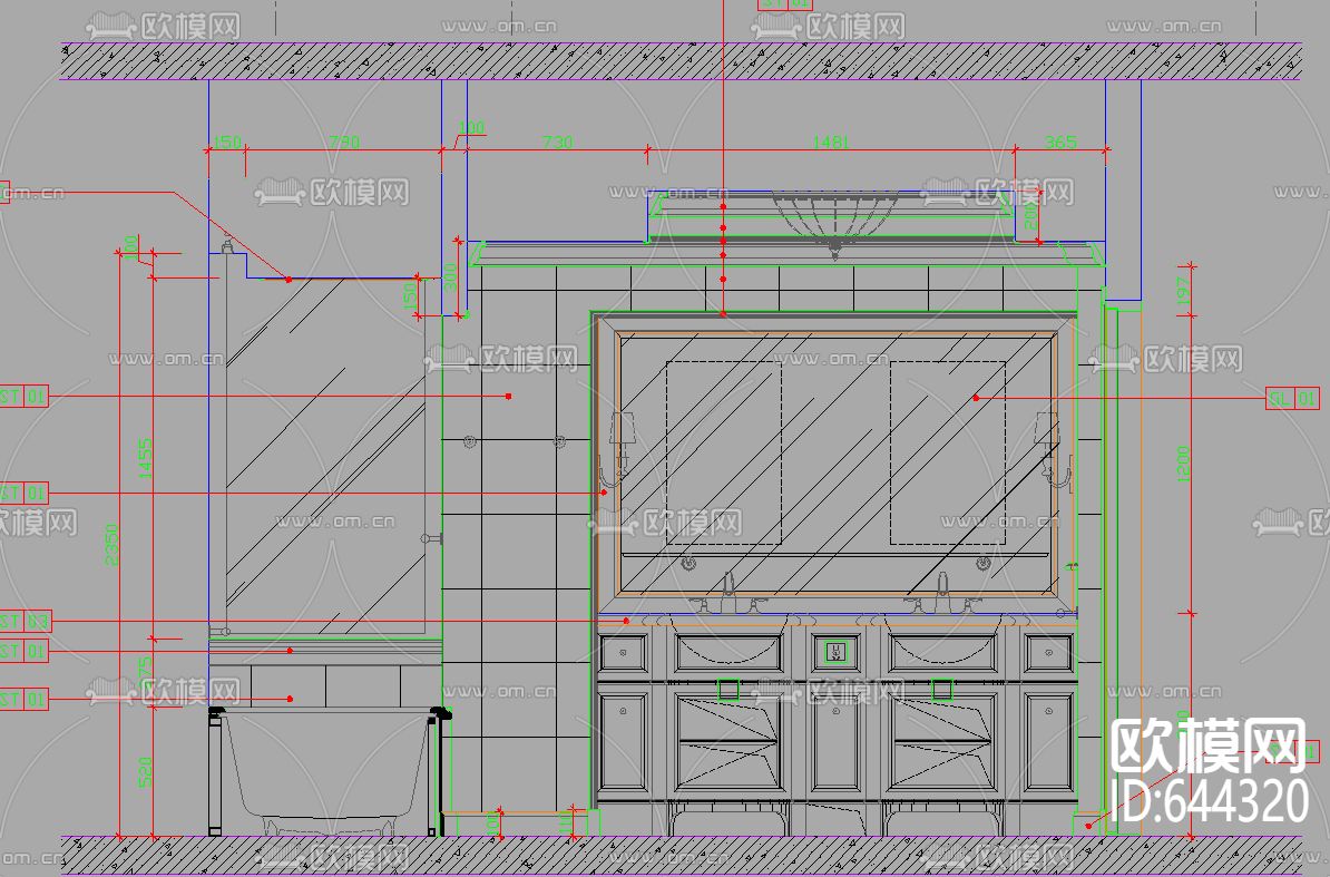 国际酒店客房标准CAD施工图下载（渲染图2）