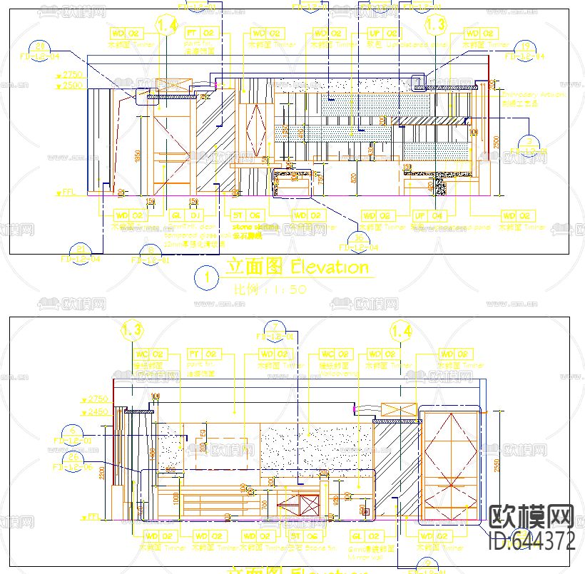 环球富豪酒店装饰CAD施工图下载（渲染图1）