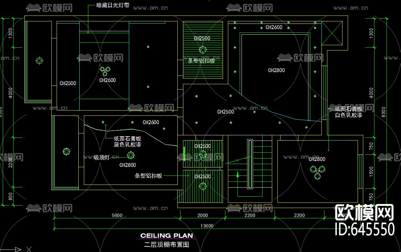 复式楼现代风格装修CAD施工图下载（渲染图6）