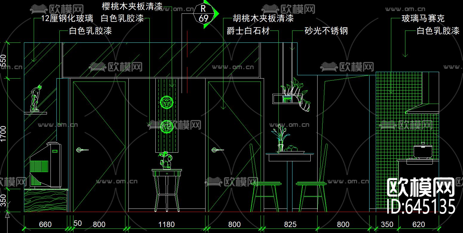 小三房原木纯色装饰CAD施工图下载（渲染图5）