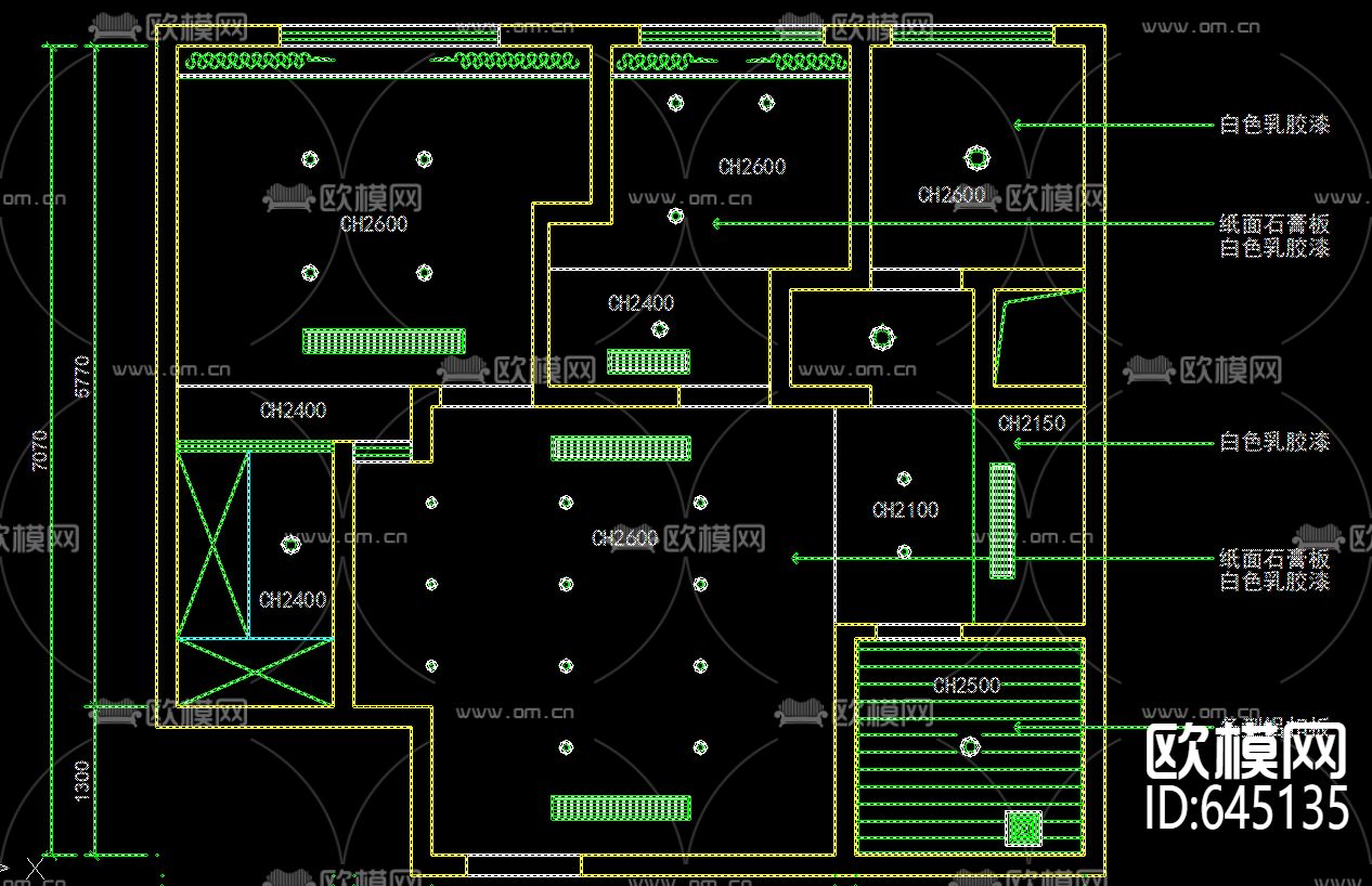 小三房原木纯色装饰CAD施工图下载（渲染图2）
