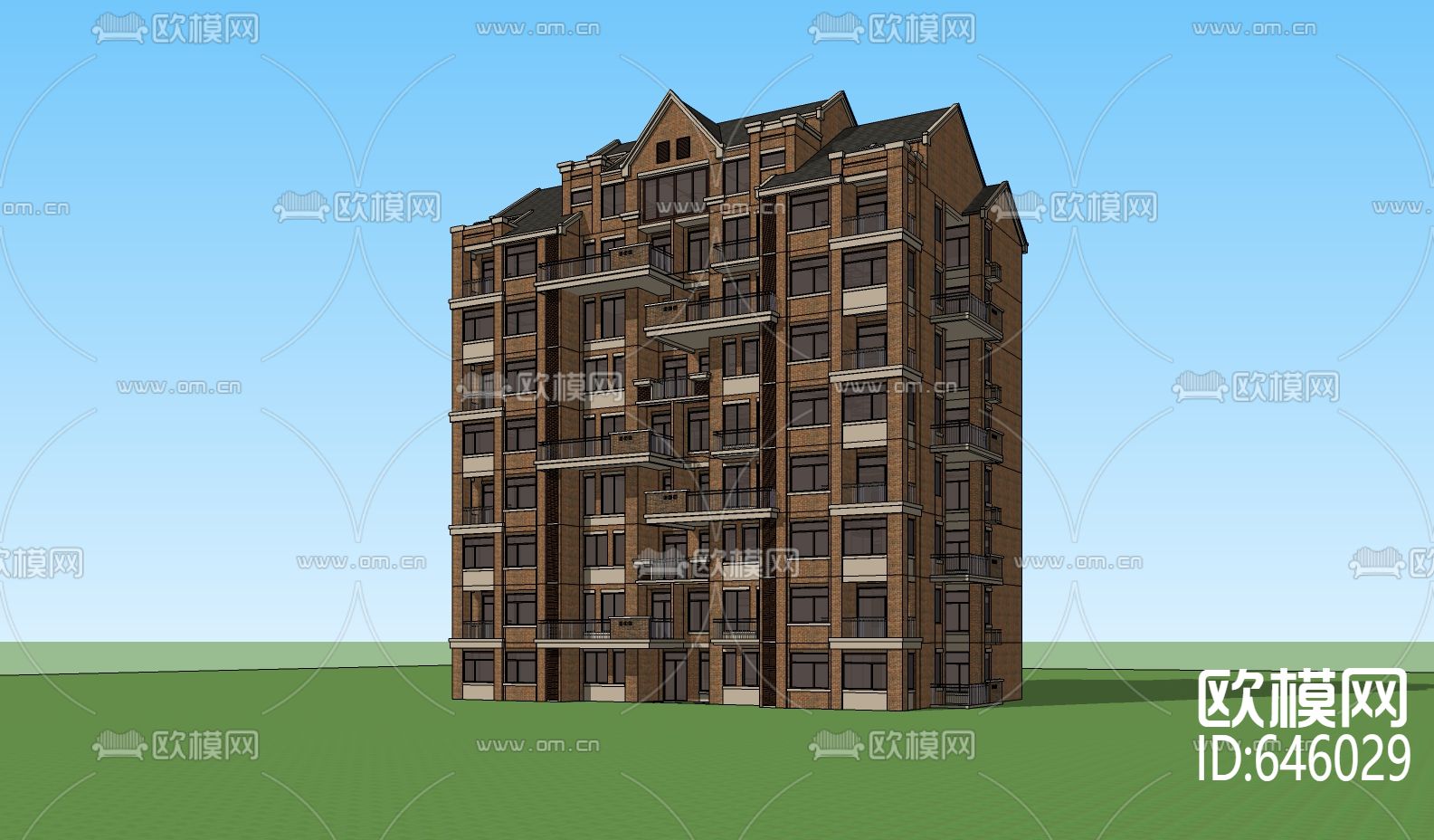 欧式多层公寓楼su模型下载