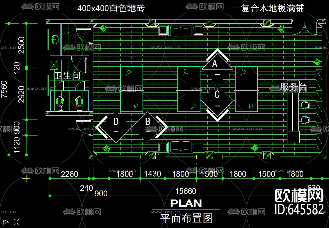 高档乒乓球活动室装修CAD施工图下载（渲染图1）