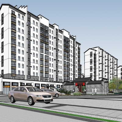  中式小区规划su模型 