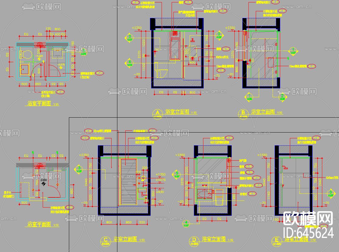 样板房装修CAD施工图下载（渲染图3）