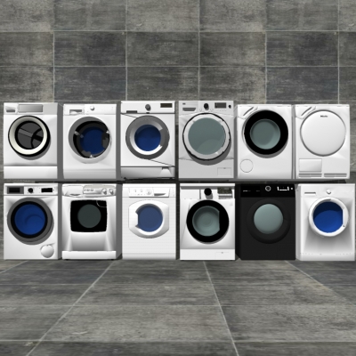  现代滚筒洗衣机组合su模型 