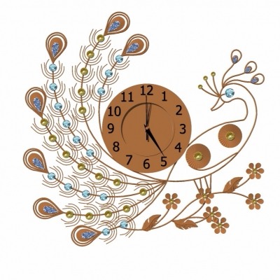  现代孔雀装饰挂钟su模型 