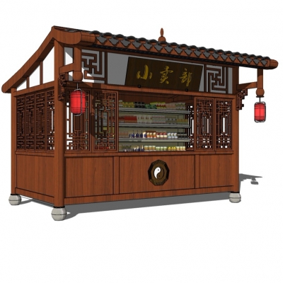  新中式小卖部su模型 