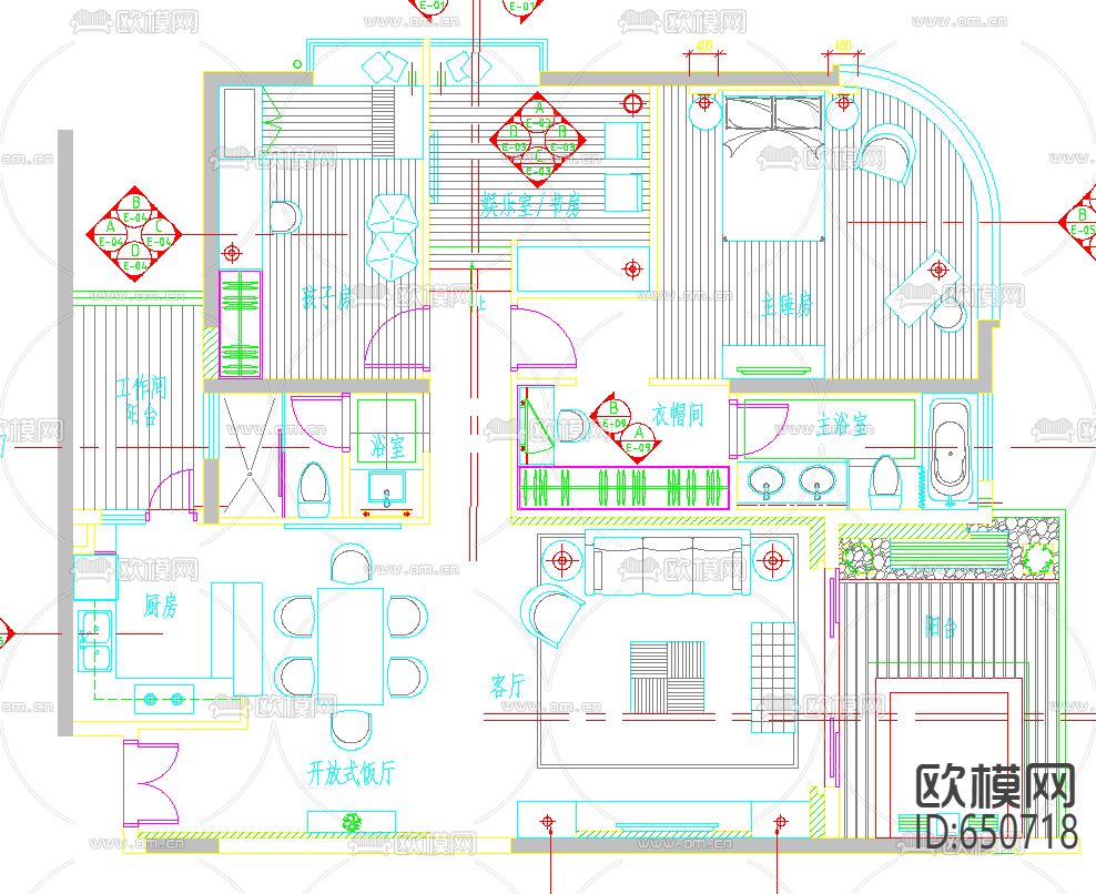 泰式风格装修CAD施工图下载（渲染图1）