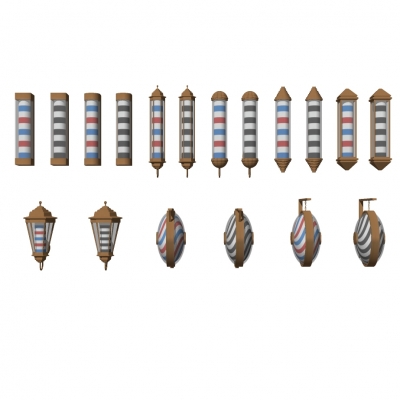  现代发廊彩灯装饰灯su模型 