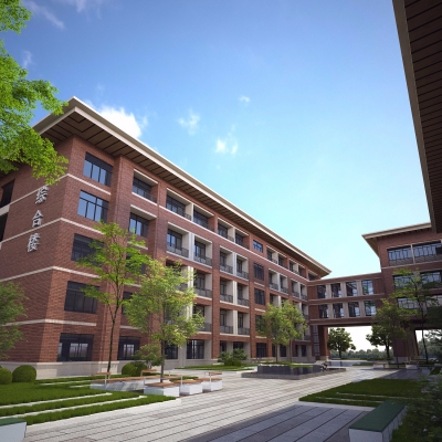 新中式学校建筑外观3d模型