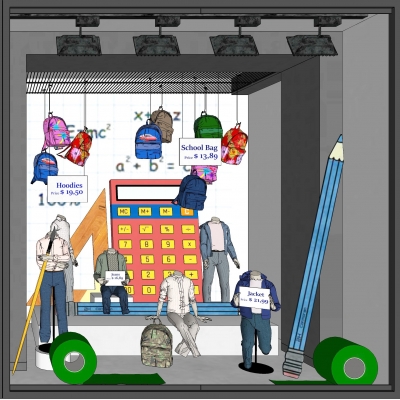  现代儿童服装童装橱窗su模型 