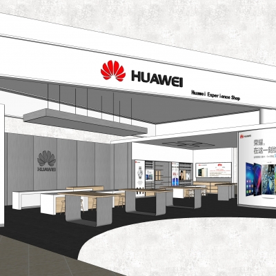  现代华为手机专卖店su模型 