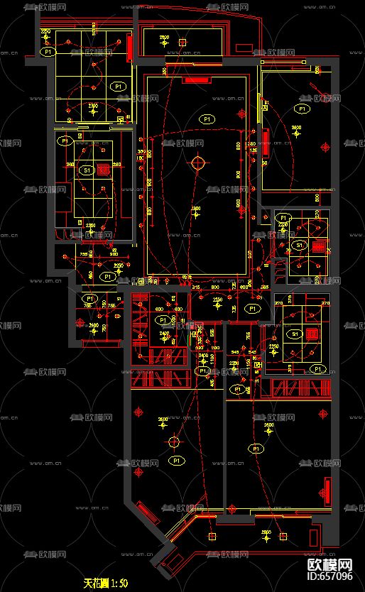 北京朗琴园十号楼C户型装修样板房CAD施工图下载（渲染图2）