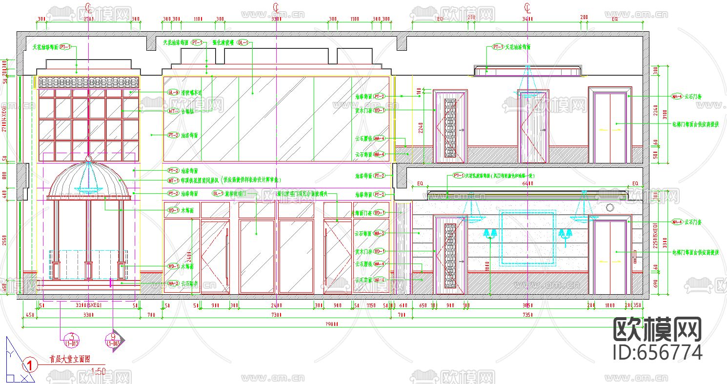 豪华会所装修CAD施工图下载（渲染图1）