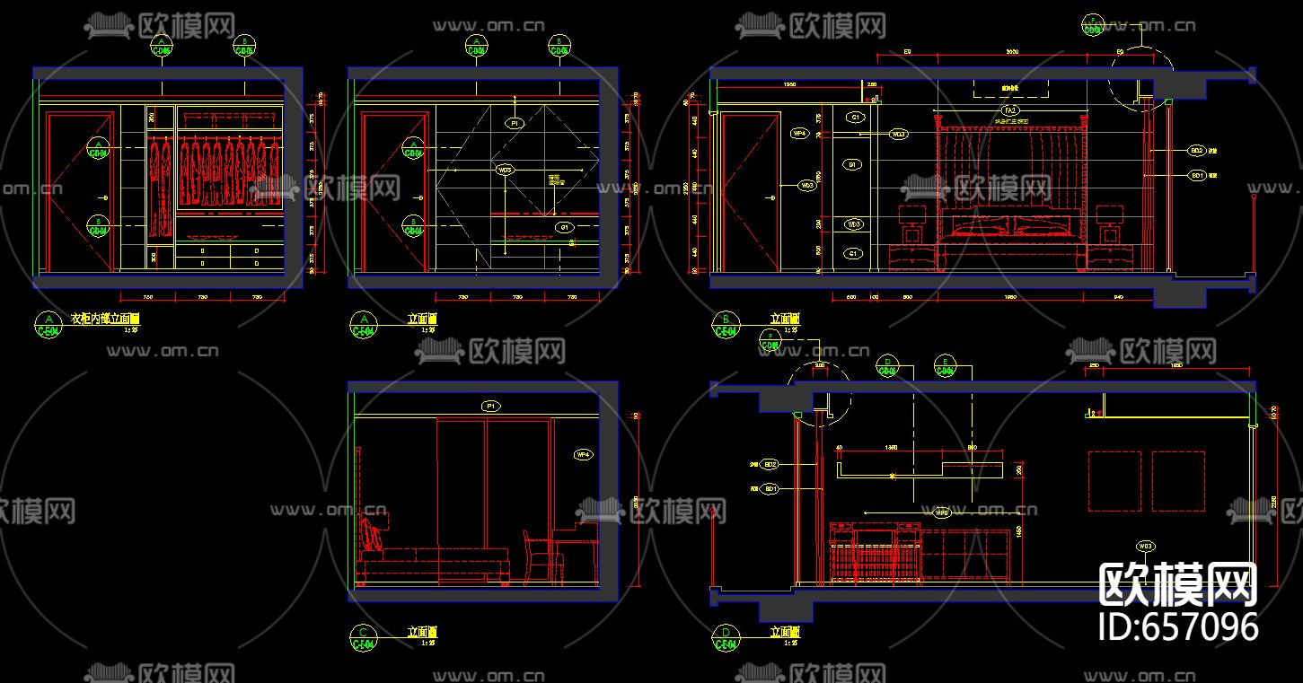 北京朗琴园十号楼C户型装修样板房CAD施工图下载（渲染图3）