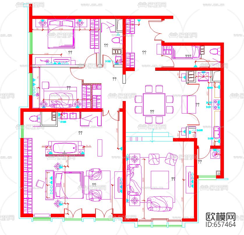 北京荣尊堡装饰CAD施工图