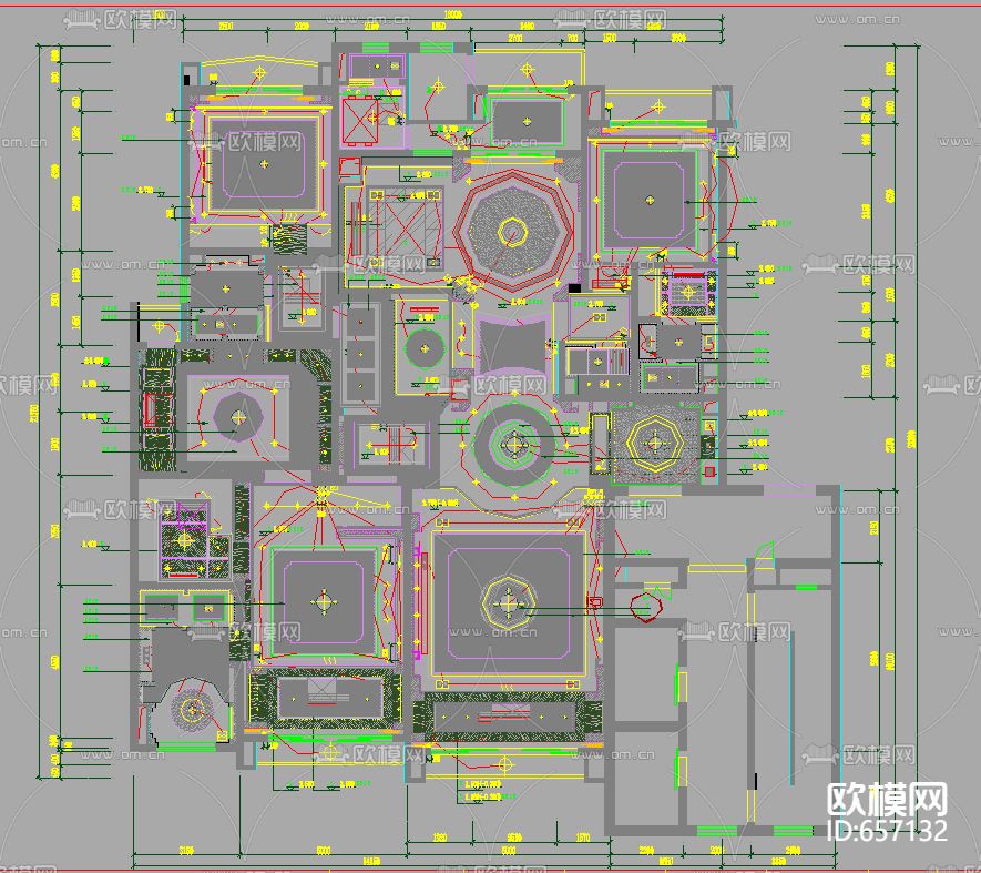 北京星河湾B户型样板房装修CAD施工图下载（渲染图4）