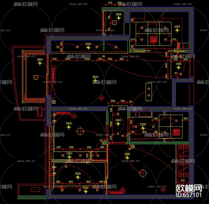 北京朗琴园十号楼D户型样板房CAD施工图下载（渲染图2）