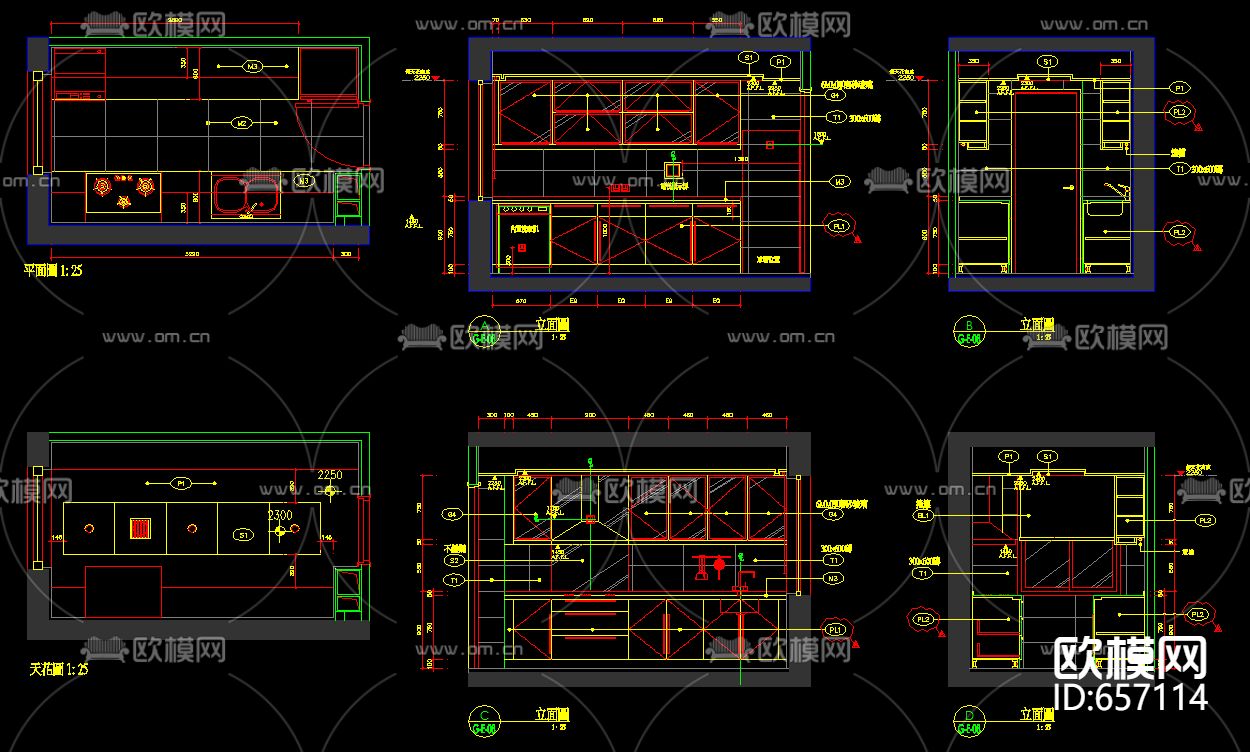 北京朗琴园十号楼G户型装修样板房CAD施工图下载（渲染图5）
