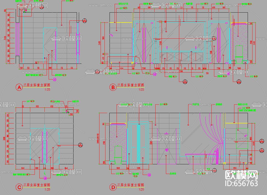 带地下室的三层别墅装修CAD施工图下载（渲染图5）