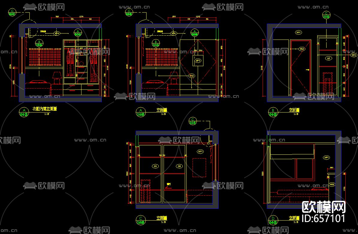 北京朗琴园十号楼D户型样板房CAD施工图下载（渲染图5）