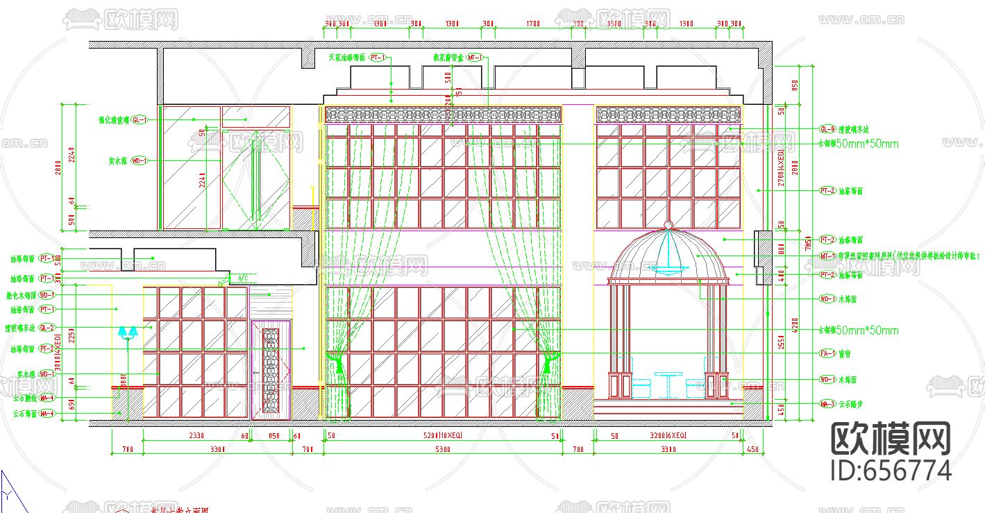 豪华会所装修CAD施工图下载（渲染图4）