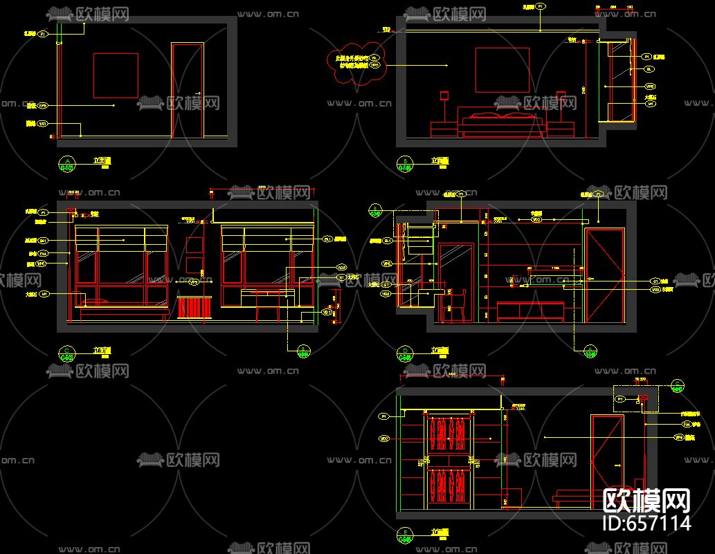北京朗琴园十号楼G户型装修样板房CAD施工图下载（渲染图4）