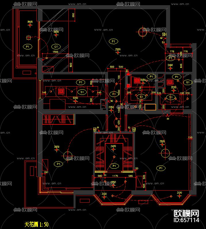 北京朗琴园十号楼G户型装修样板房CAD施工图下载（渲染图2）