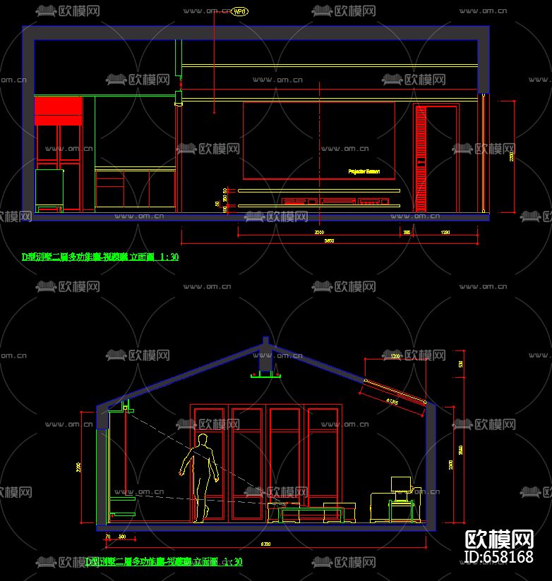 上海四季草堂别墅装修样板房装修施工图下载（渲染图2）