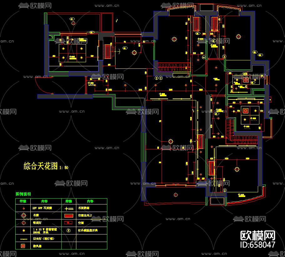 上海南丹东三房装修CAD施工图下载（渲染图4）