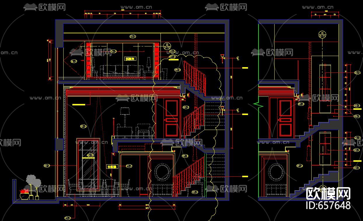 名园集团装修样板房CAD施工图下载（渲染图5）