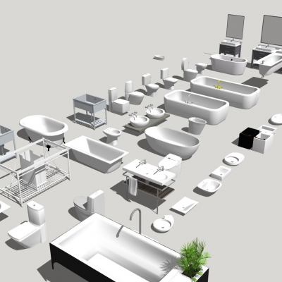  现代浴缸组合su模型 