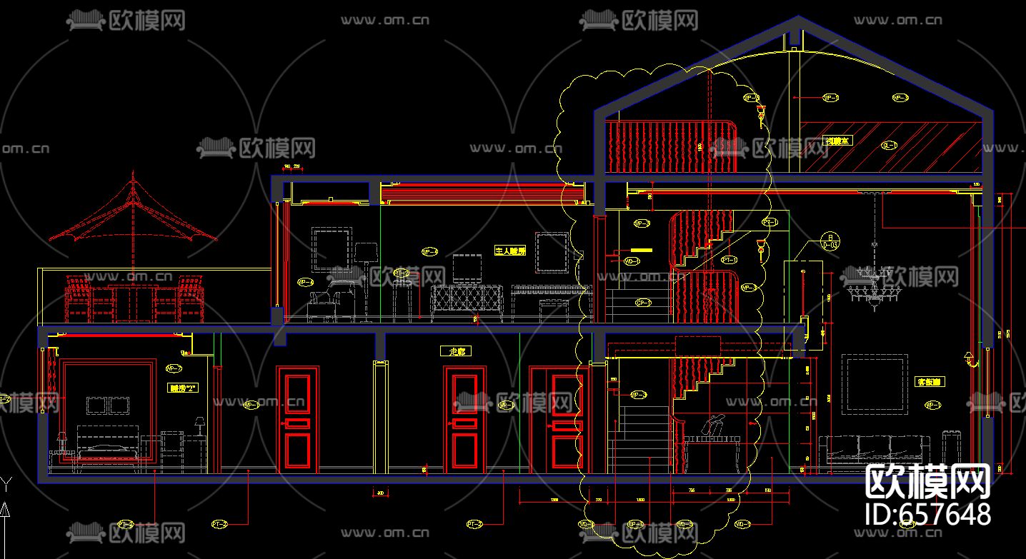名园集团装修样板房CAD施工图下载（渲染图4）