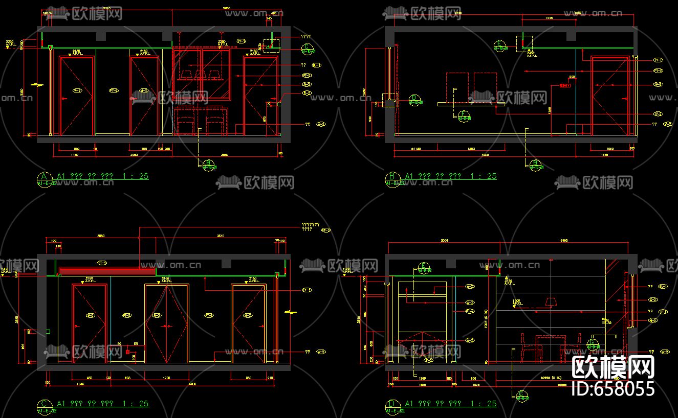 上海洋河滨城样板房装修CAD施工图下载（渲染图5）