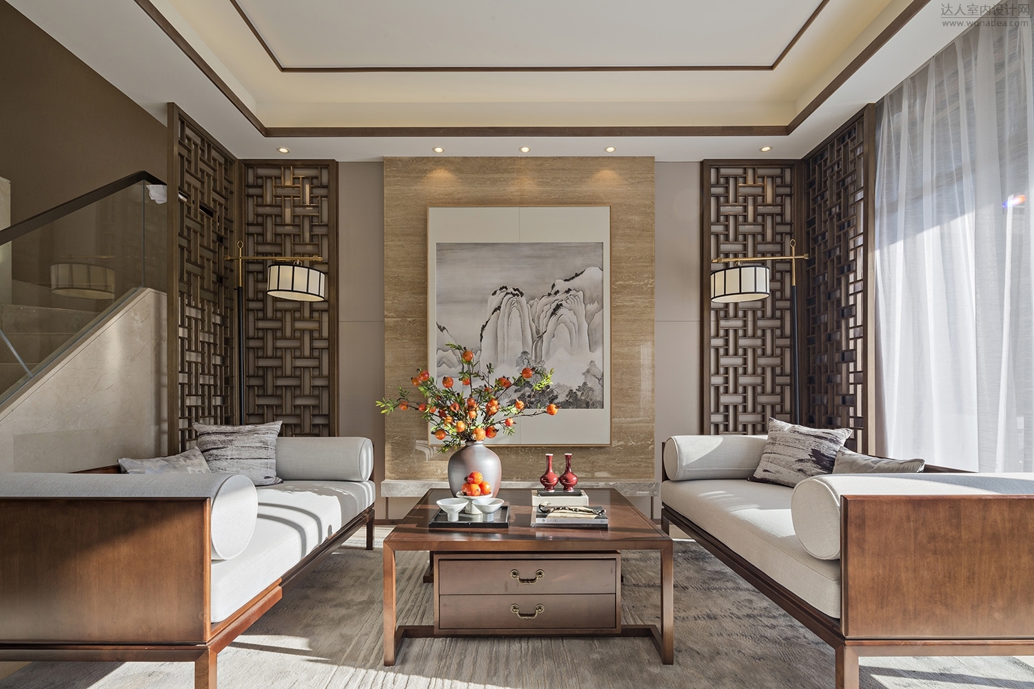 观致装饰设计 新中式会客室