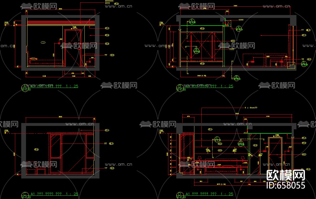 上海洋河滨城样板房装修CAD施工图下载（渲染图3）