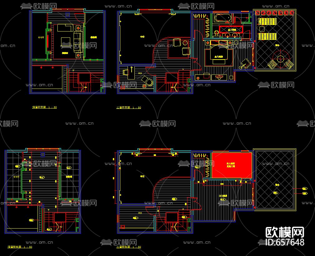 名园集团装修样板房CAD施工图下载（渲染图3）
