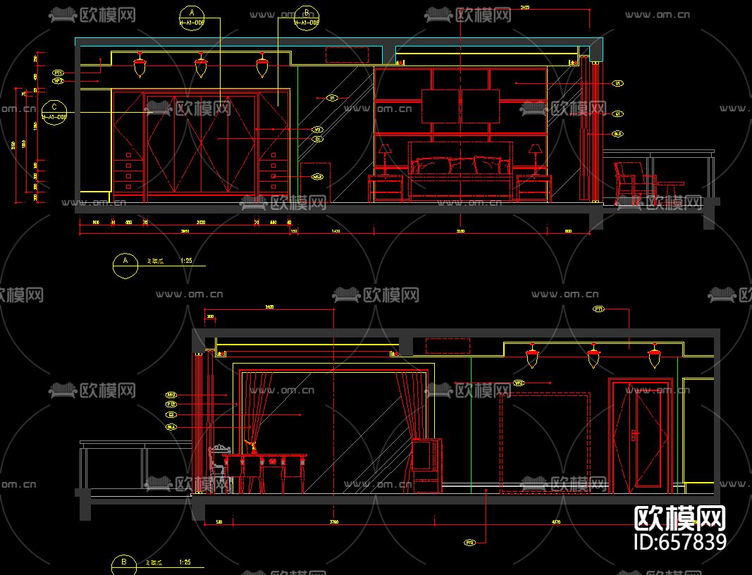 上海东方曼克A型别墅装修CAD施工图下载（渲染图3）